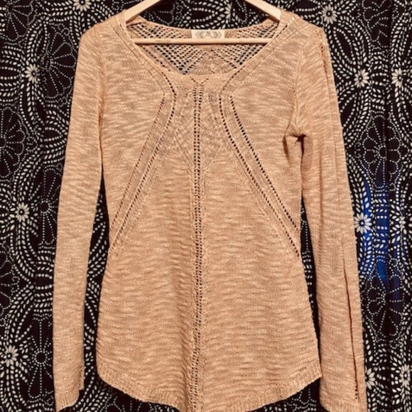 Pink Rose Peach Lace Knit Sweater - Picture 9 of 9